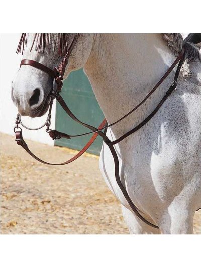 Martingala/Gamarra negra de cuero para caballo - Marjoman