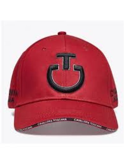 Casquette rouge avec el logo brodé en noir et gris - Cavalleria Toscana