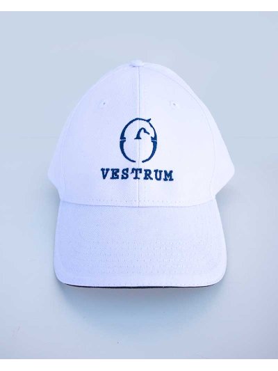 Casquette blanc avec logo brodé en bleu marine - Vestrum