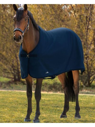 Manta polar de secado con cinchuelo azul marino para caballo - Hugo - Equiline