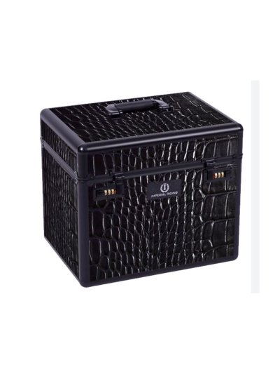 Caja de aseo color negro imitación cocodrilo para el cuidado y aseo de los caballos de 38x28x32 cm - IRHShiny - Imperial Riding