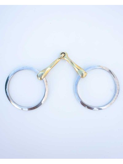Mors de filet à anneaux plats 17mm tordu en 2 pièces pour cheval - Jump'In