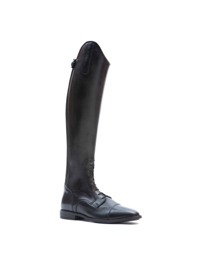 Bottes noires en cuir pour l'équitation, de saut à lacets et fermeture éclair arrière saut soft - Chester