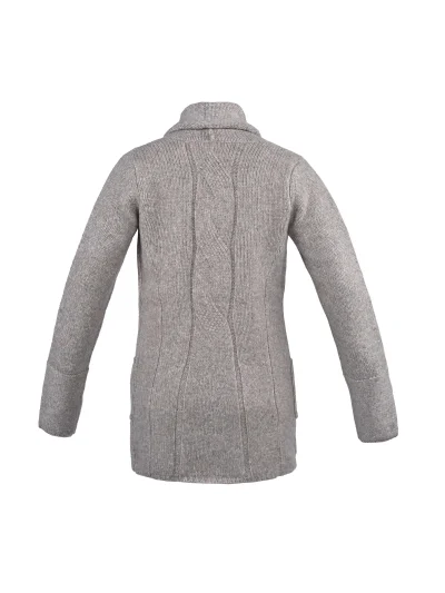Cardigan long en maille épais beige et gris pour femme modèle Darlene - Kingsland - imagen 2