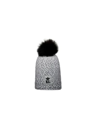 Bonnet fin en maille gris et noir avec pompon, strass et intérieur polaire Chignik - Kingsland - imagen 2