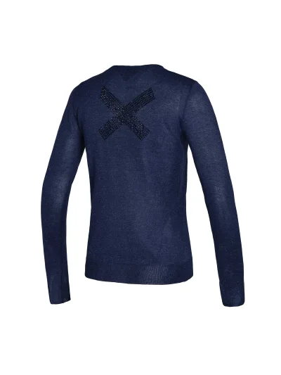 Pull fin bleu foncé avec tissu effet paillettes pour femme - Polodi - Kingsland Dressage - imagen 2