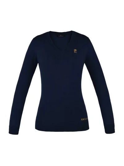 Pull fin en maille avec col de pic bleu marine pour femme Denia - Kingsland - imagen 2