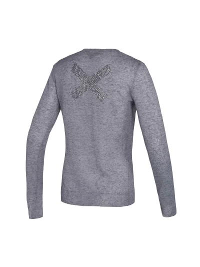 Pull fin gris clair avec tissu effet paillettes pour femme - Polodi - Kingsland Dressage - imagen 2