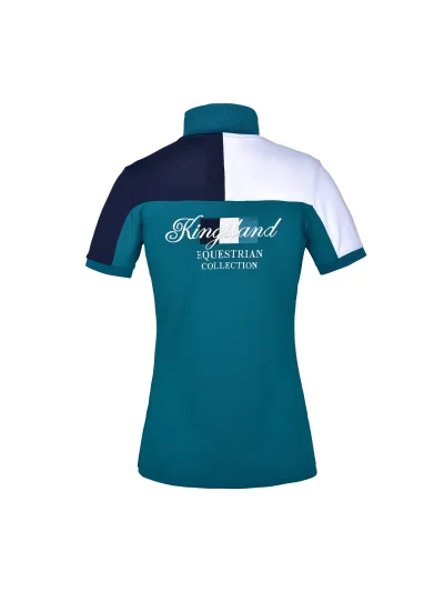 Polo en piqué à manches courtes turquoise (blue deep lagoon), bleu marine et blanc pour femme KLjaney - Kingsland - imagen 2
