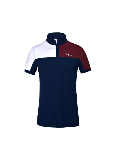 Polo à manches courtes en micro-piqué bleu marine, bordeaux et blanc pour homme KLjanko - Kingsland - imagen 2