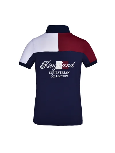 Polo technique en piqué à manches courtes bleu marine, blanc et bordeaux junior unisexe KLjean - Kingsland - imagen 2