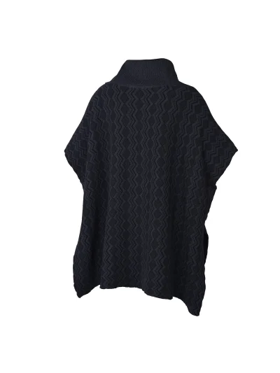 Poncho en maille gris foncé et noir à col montant pour femme Blanco - Kingsland - imagen 3