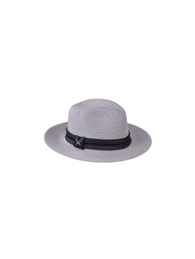Chapeau en paille toquilla gris clair avec ruban plissé noir pour femme - Florian - Kingsland Dressage - imagen 2