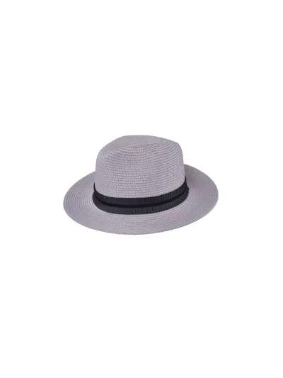 Chapeau en paille toquilla gris clair avec ruban plissé noir pour femme - Florian - Kingsland Dressage - imagen 3