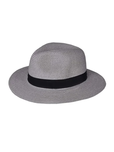 Chapeau en paille toquilla gris clair avec ruban noir unisexe Mandeleu - Kingsland - imagen 2