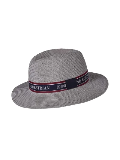 Chapeau en paille toquilla gris clair avec ruban tricolore unisexe KLtad - Kingsland - imagen 2