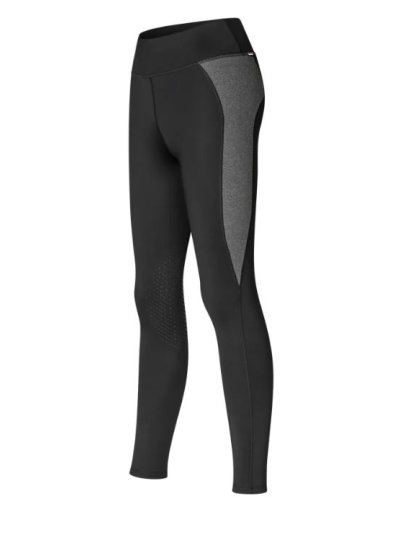 Mallas de invierno negras con grip rodillas para mujer con detalles laterales en gris oscuro-KLValli-Kingsland