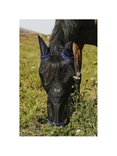 Máscara antimoscas transpirable azul marino para caballo - Riding World