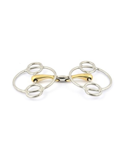 3-Piece Snaffle, Locked Double Joint Swivel Horse Gag - Jump'in