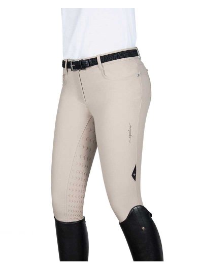 Pantalons beige avec écusson sur la poche arrière (grip à fond intégral) pour femme - Nelly - Equiline