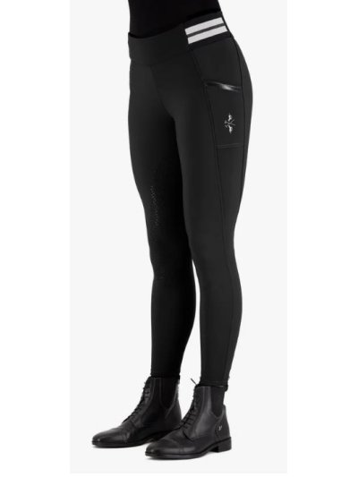 Leggings d'équitation pour femme en noir (Full grip) Estrella - HV Polo