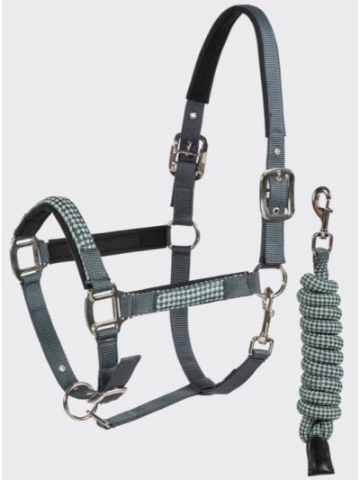 Cabezada de cuadra verde y azul marino con ramal para caballo - Elerta - Equiline
