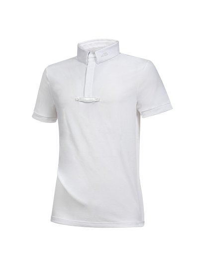 Polo de competición de manga corta blanco y tejido transpirable para hombre Celirac - Equiline
