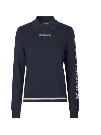 Polo de punto con manga larga para mujer en azul marino - KLNalin - Kingsland