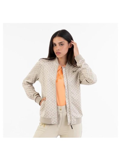 Veste Bomber fine beige avec imprimé et avec col et poignets de côtelé doux pour femme - Anky