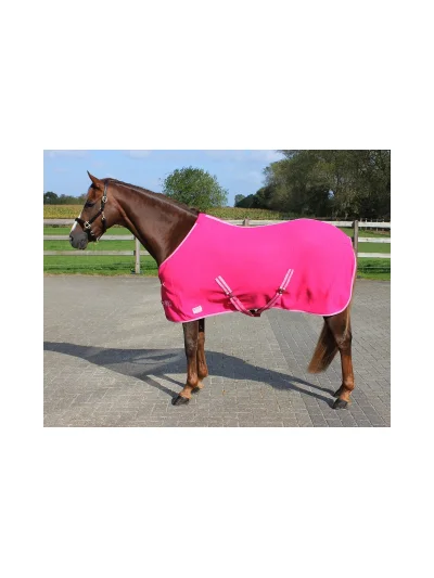 Couverture polaire séchante avec sangles croisées rose fuchsia pour poney - QHP - imagen 2