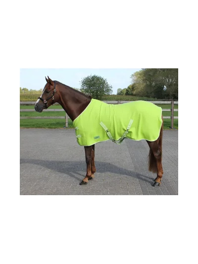 Couverture polaire séchante avec sangles croisées vert citron pour poney - QHP - imagen 2