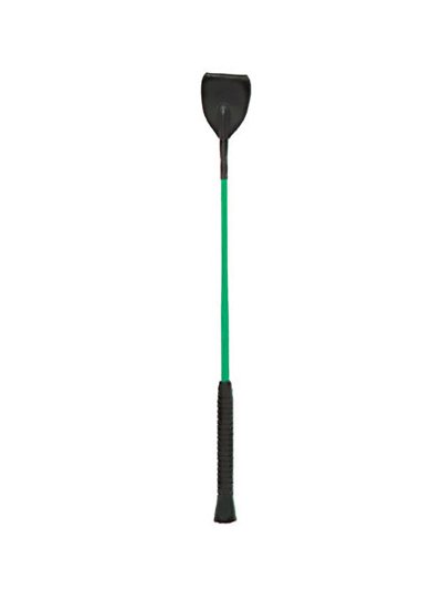 Cravache d'obstacle noir (60cm) à manche plastique et languette en cuir vert - Hispano Hípica