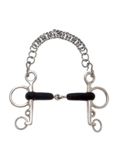 Stainless steel split phelam bit with horse chain - Sefton