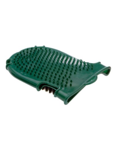 Manopla de caoutchouc vert avec Brosse - Hispano Hípica