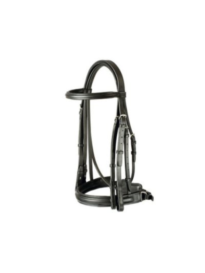 Black bridles for double rein dressage snaffle and padded headpiece for horses - Lexhis