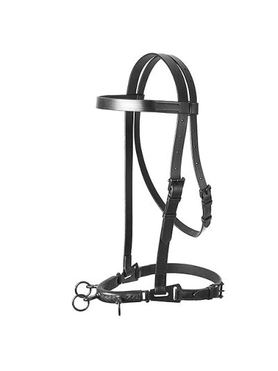 Cabezada de trabajo serreta vaquera de cuero negro para caballo - Lexhis