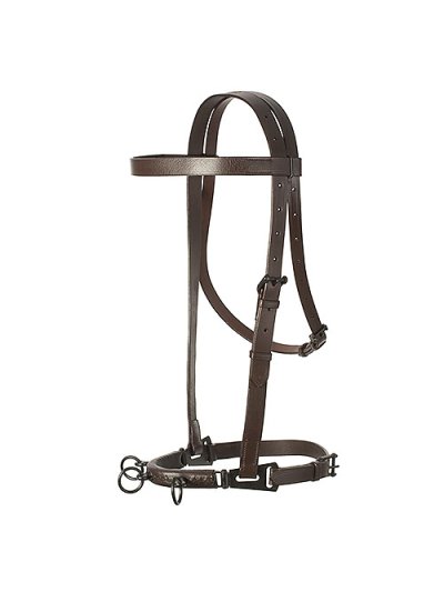 Cabezada de trabajo serreta vaquera de cuero marrón para caballo - Lexhis