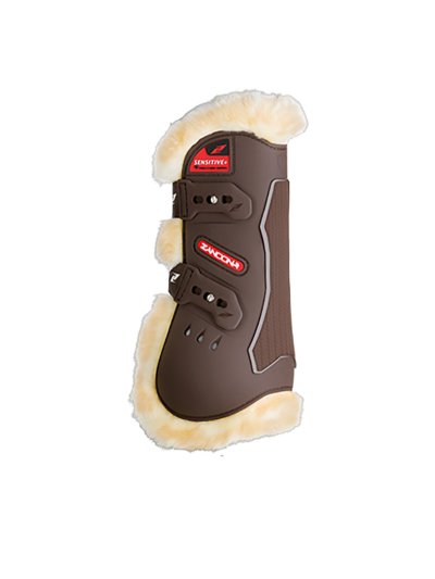 Lot de 2 protections antérieures marron de saut avec mouton Carbon air sensitive - Zandona