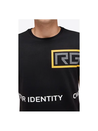 Camiseta de algodón negra con gráfico RG para hombre - RG - imagen 2