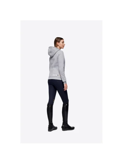 Grey melange cotton hooded zip sweatshirt for women - RG - imagen 4