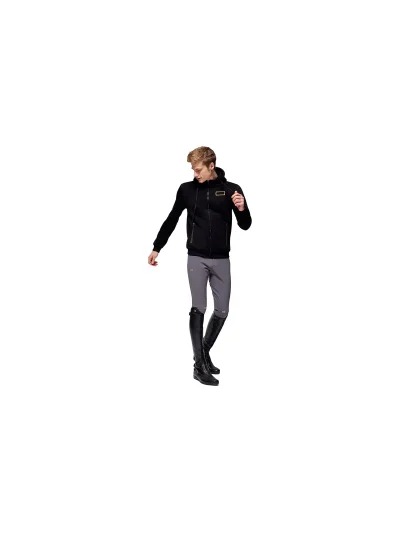 Sweat zippé à capuche noir en coton pour homme - RG - imagen 2