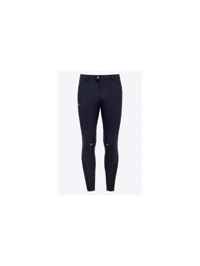 Pantalones de montar azul marino de jersey bielástico con grip en rodilla para hombre - RG - imagen 2