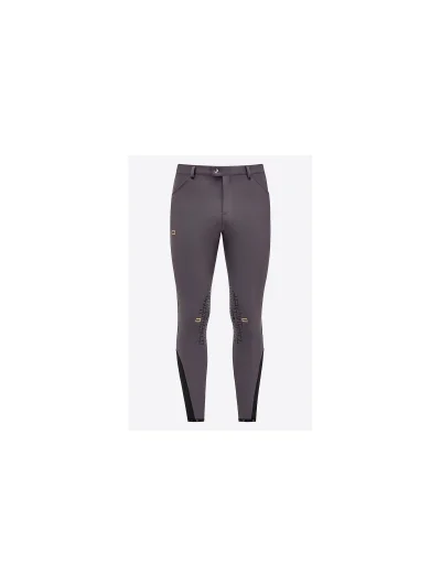 Pantalones de montar gris oscuro de jersey bielástico con grip en rodilla para hombre - RG - imagen 2