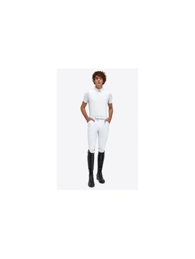 Polo de concurso de manga corta blanco con cremallera para hombre - RG - imagen 2