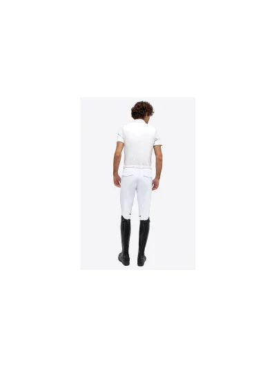 Polo de concurso de manga corta blanco con cremallera para hombre - RG - imagen 3