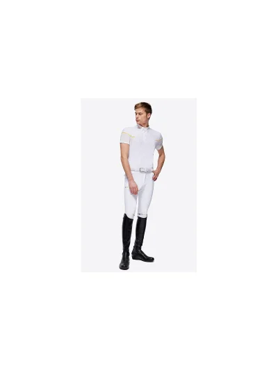 Polo de concurso de manga corta blanco con corchetes ocultos para hombre - RG - imagen 2