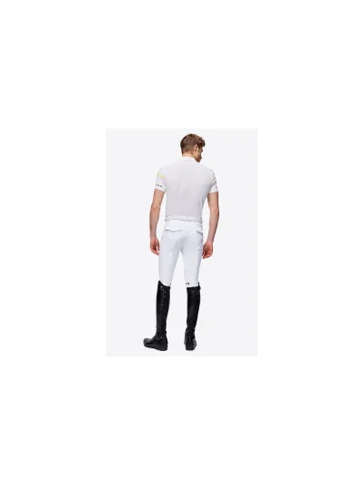 Polo de concurso de manga corta blanco con corchetes ocultos para hombre - RG - imagen 3
