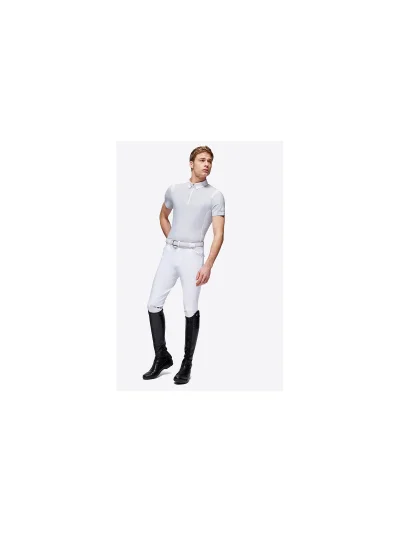 Polo de concurso de manga corta gris claro con cremallera para hombre - RG - imagen 2