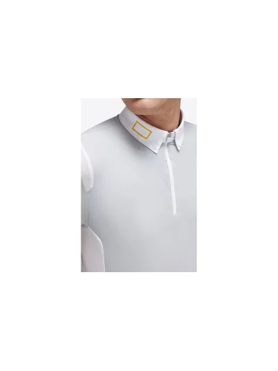 Polo de concurso de manga corta gris claro con cremallera para hombre - RG - imagen 3