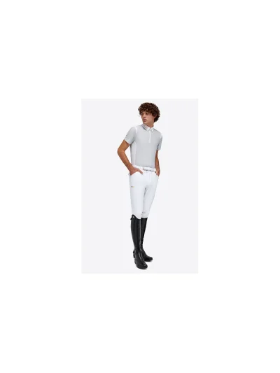 Polo de concurso de manga corta gris claro con cremallera para hombre - RG - imagen 4